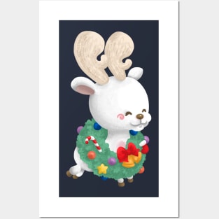 White Stag wear Christmas Wreath as a Necklace Posters and Art